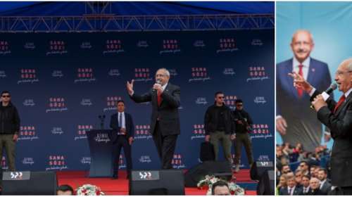 Απίστευτες εικόνες: Με αλεξίσφαιρο γιλέκο ο Κιλιτσντάρογλου και ένοπλους σωματοφύλακες σε προεκλογική συγκέντρωση