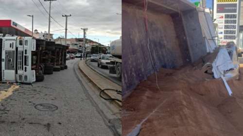 Τροχαίο στη Βάρη: Ανατράπηκε νταλίκα που μετέφερε σακιά με χώμα - &quot;Ισοπέδωσε&quot; ΙΧ [εικόνες - βίντεο]