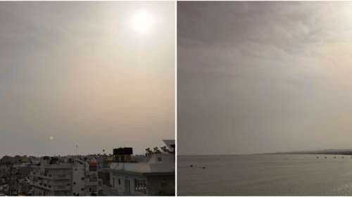 Καιρός: &quot;Κρύφτηκε&quot; ο ήλιος στην Κρήτη από την αφρικανική σκόνη - Ζέστη με πάνω από 28 βαθμούς και τη νύχτα