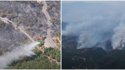Πάρνηθα: Το συντονιστικό ελικόπτερο της Πυροσβεστικής πάνω από τις φλόγες - Οι εντολές του χειριστή για τις χαράδρες [βίντεο]