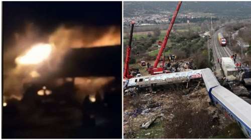 Τέμπη: Ανατριχιαστικό βίντεο από το φλεγόμενο βαγόνι -  Ανθρωποι φωνάζουν και προσπαθούν να βγουν από το τρένο