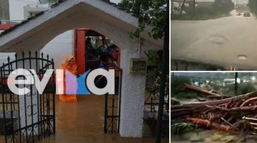 Σαρώνει την Εύβοια η κακοκαιρία: Πλημμύρισαν σπίτια, έκλεισαν δρόμοι - &quot;Επικίνδυνη η κατάσταση&quot;, λέει ο Μαρουσάκης [βίντεο]