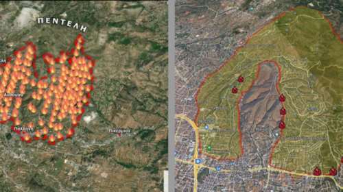 Φωτιά στην Πεντέλη: Οι χάρτες του πύρινου εφιάλτη - Σε Διώνη, Δασαμάρι και Ντράφι οι κύριες μάχες