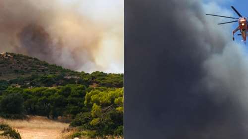 Μεγάλη φωτιά στο Λαύριο - Εκκενώθηκαν παιδική κατασκήνωση και 4 οικισμοί [εικόνες - βίντεο]