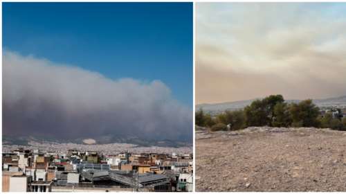 Φωτιά στη Φυλή: Εφιαλτικές εικόνες με τον καπνό από την πύρινη λαίλαπα να έχει σκεπάσει όλη την Αθήνα