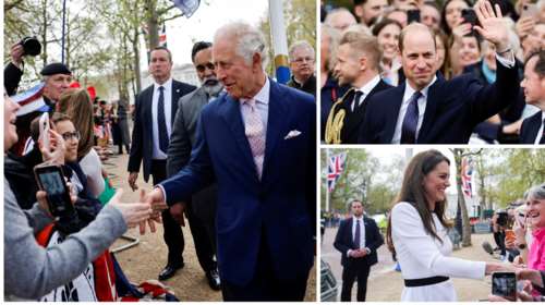 Αποθέωση για Κάρολο, Γουίλιαμ και Κέιτ που βγήκαν από το Μπάκιγχαμ για να χαιρετίσουν όσους περιμένουν την αυριανή στέψη