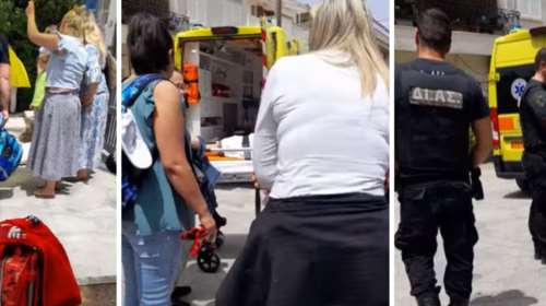 Βίντεο ντοκουμέντο: Η στιγμή που μεταφέρεται ο 9χρονος μαθητής που καταπλακώθηκε από την πόρτα του σχολείου στην Κηφισιά