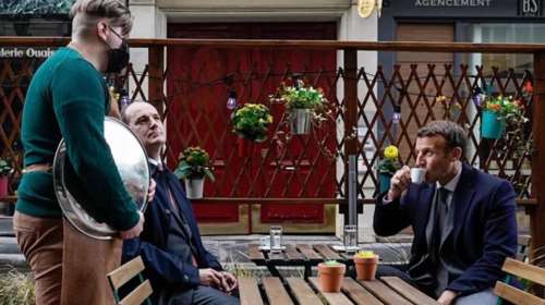 Γαλλία: Μακρόν και Καστέξ πίνουν καφέ κοντά στο Ελιζέ για το άνοιγμα της εστίασης [εικόνα - βίντεο]