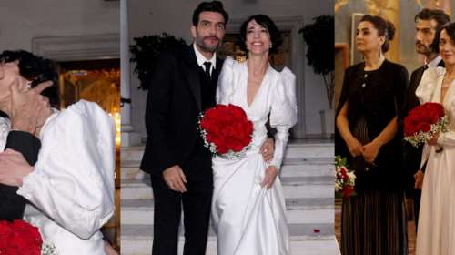 Παντρεύτηκαν ο Νίκος Κουρής και η Έλενα Τοπαλίδου: Το νυφικό εποχής που διάλεξε ο γαμπρός και το παθιασμένο φιλί [Εικόνες]