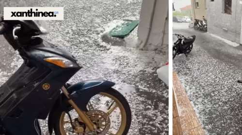 Ξάνθη: Μετά τον καύσωνα, έντονη χαλαζόπτωση - Στα λευκά ορεινοί οικισμοί [Βίντεο - Εικόνες]
