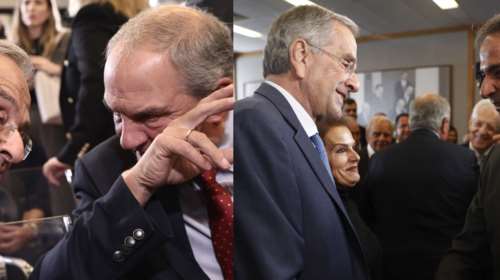 Συνάντηση Μητσοτάκη με Σαμαρά και Καραμανλή σε &quot;παγωμένο κλίμα&quot;- Αντήλλαξαν μια τυπική χειραψία με το ζόρι [εικόνες - βίντεο]