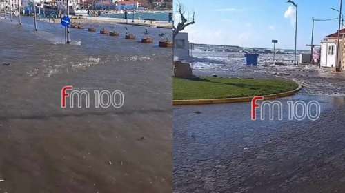 Η μανία της φύσης στη Λήμνο: Ο κεντρικός δρόμος στο λιμάνι της Μύρινας έγινε... θάλασσα [βίντεο]