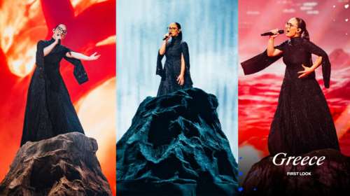 Eurovision 2025: Οι πρώτες φωτογραφίες από την πρόβα της Klavdia - Με εντυπωσιακό μαύρο μακρύ φόρεμα πάνω σε βράχο