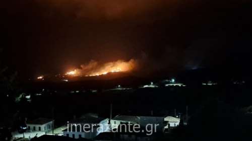 Μεγάλη φωτιά στη Ζάκυνθο - Ισχυροί άνεμοι 8 μποφόρ στην περιοχή [εικόνες-βίντεο]