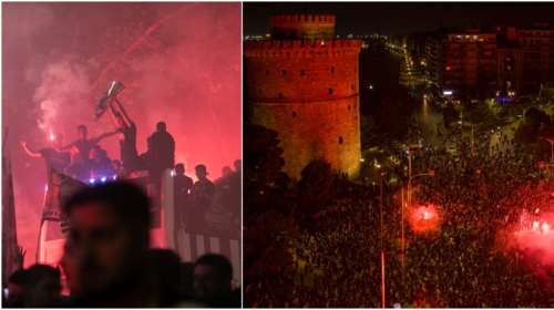 &quot;Κάηκε&quot; η Θεσσαλονίκη για το τέταρτο πρωτάθλημα του ΠΑΟΚ - Αποθέωση σε Τούμπα και Λευκό Πύργο [εικόνες - βίντεο]
