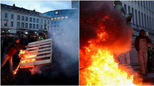 Χίλια τρακτέρ πολιορκούν τη Σύνοδο Κορυφής στις Βρυξέλλες: Οι αγρότες άναψαν φωτιές έξω από το Ευρωκοινοβούλιο [εικόνες-βίντεο]
