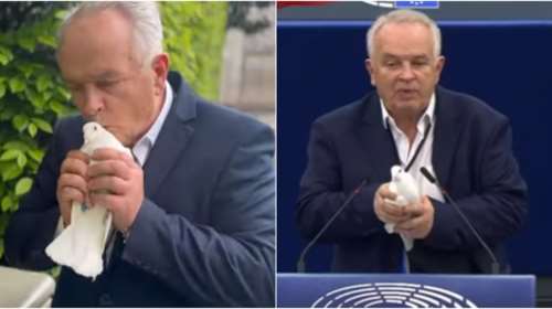 Σλοβάκος ευρωβουλευτής άφησε ελεύθερο ένα λευκό περιστέρι στην αίθουσα του Ευρωκοινοβουλίου [βίντεο]