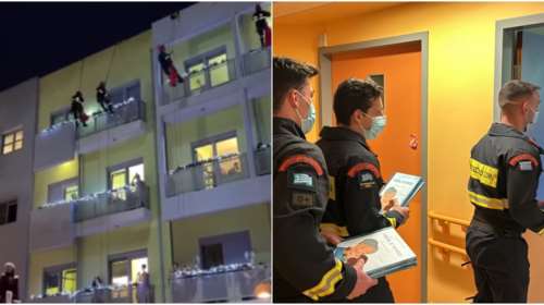 Συγκινητικό: Πυροσβέστες &quot;σκαρφάλωσαν&quot; στο Ογκολογικό νοσοκομείο και μοίρασαν δώρα στα παιδιά [βίντεο]