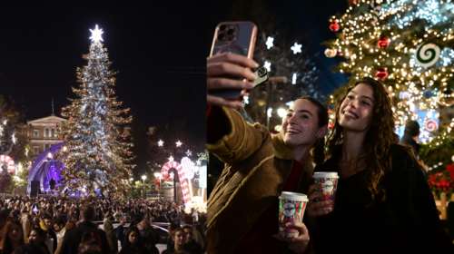 Έβαλε τα γιορτινά της η Αθήνα: Φωταγωγήθηκε το χριστουγεννιάτικο δέντρο στο Σύνταγμα [εικόνες - βίντεο]