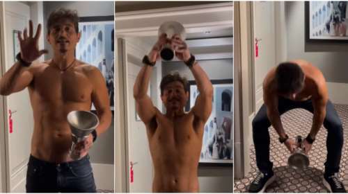 &quot;3 μέρες δεν έχω κάνει προπόνηση, αλλά...&quot;: Ο Δ. Γιαννακόπουλος κάνει γυμναστική με... κύπελλο [βίντεο]