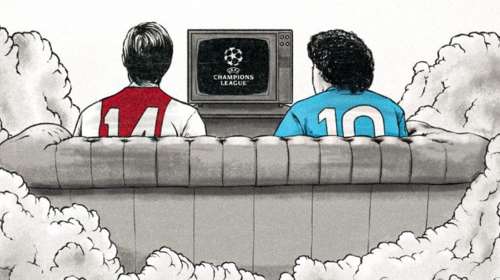 Champions League: Το συγκινητικό σκίτσο για το αποψινό Άγιαξ - Νάπολι με τους Γιόχαν Κρόιφ και Ντιέγκο Μαραντόνα