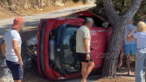 Σοβαρό τροχαίο στα Χανιά: Αυτοκίνητο τούμπαρε και σφήνωσε σε δέντρο – Ένας τραυματίας [βίντεο]
