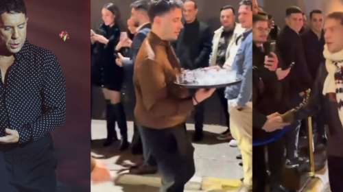 Ο Γιώργος Μαζωνάκης κέρασε σφηνάκια όσους περίμεναν μέσα στο κρύο για να μπουν στο κέντρο [βίντεο]