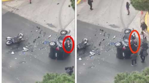 Άλιμος: Βίντεο ντοκουμέντο αμέσως μετά τη φονική σύγκρουση - Ο οδηγός του Smart προσπαθεί να βγει από το παράθυρο