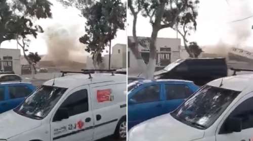 Σαντορίνη: Ανεμοστρόβιλος σηκώνει στον αέρα λυόμενο σπίτι - Απίστευτο βίντεο