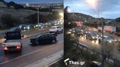 &quot;Εμφραγμα&quot; στη Θεσσαλονίκη: Καραμπόλα πέντε αυτοκινήτων - Κυκλοφοριακό χάος στον περιφερειακό [βίντεο]