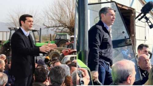 Οικονόμου: &quot;Όλα τριγύρω αλλάζουνε, κι όλα τα ίδια μένουν&quot; - Οι δύο φωτογραφίες του Αλέξη Τσίπρα πάνω σε τρακτέρ