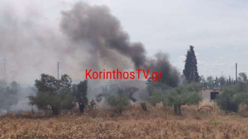 Φωτιά στην Κόρινθο: Καίει απέναντι από τον προαστιακό, κοντά σε σπίτια [Βίντεο]