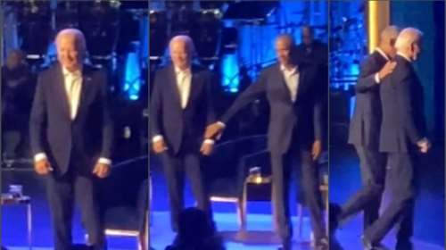 &quot;Πάγωσε&quot; πάλι ο Τζο Μπάιντεν: Η αμήχανη στιγμή που ο Ομπάμα απομακρύνει τον &quot;κοκκαλωμένο&quot; πρόεδρο των ΗΠΑ