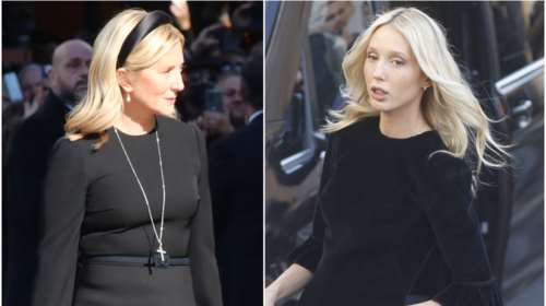 Μαρί Σαντάλ - Μαρία Ολυμπία: Στιλάτες με μίντι φορέματα στην κηδεία του τέως - Το βελούδο και η κρυφή λεπτομέρεια