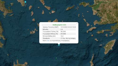 Σεισμός 3,8 Ρίχτερ ανοιχτά της Ανάφης