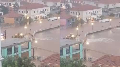 Κακοκαιρία &quot;Μπάλλος&quot;: Διέλυσε την Ιθάκη - &quot;Σπάσαμε τα μουράγια στην παραλία για να φύγει το νερό στη θάλασσα&quot; [βίντεο]