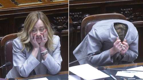 Ιταλία: Χαμός με την Τζόρτζια Μελόνι να κρύβεται μέσα στο σακάκι της [βίντεο]