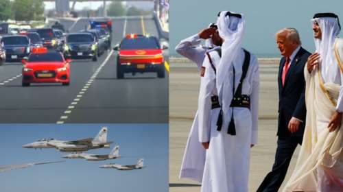 Η φαντασμαγορική υποδοχή του Τραμπ στο Κατάρ: Cybertruck της Tesla και μαχητικά αεροσκάφη τον συνόδευαν [εικόνες - βίντεο]
