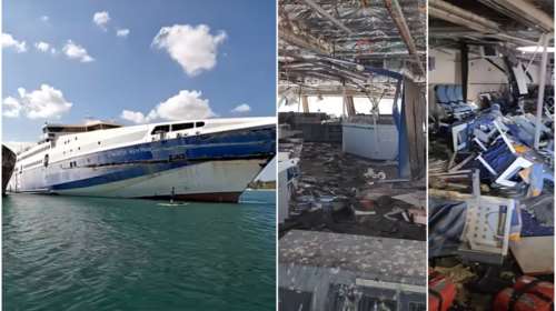 Περασμένα μεγαλεία για το &quot;Αίολος Κεντέρης&quot;: Το άλλοτε γρηγορότερο πλοίο της Ελλάδας σαπίζει μισοβυθισμένο στη Σικελία