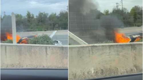 Άγιοι Θεόδωροι: Φωτιά σε αυτοκίνητο στην Εθνική Οδό Αθηνών-Κορίνθου