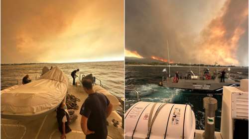 Φωτιά στην Αλεξανδρούπολη: Το λιμενικό απεγκλώβισε δεκάδες πολίτες από τους οικισμούς, Δίκελα και Μεσημβρία [βίντεο]