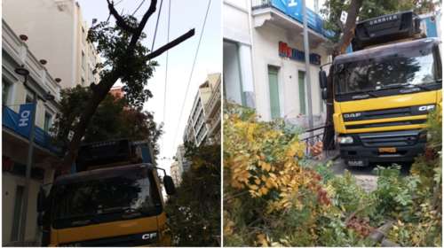 Δήμος Αθηναίων: Η πτώση του δέντρου στην Πατησίων αποδίδεται αποκλειστικά στην πρόσκρουση του φορτηγού