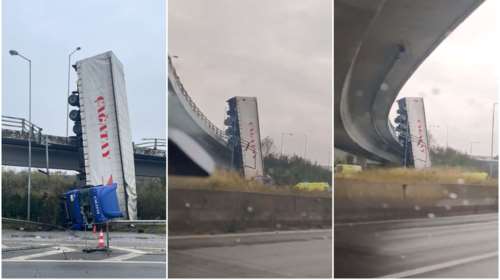 Νταλίκα έπεσε από γέφυρα στη Θεσσαλονίκη - Απίστευτες εικόνες και βίντεο