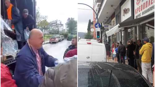 Κακοκαιρία Daniel: Ο Μπέος μοίρασε εμφιαλωμένα νερά στους πολίτες του Βόλου - Ουρές στα σούπερ μάρκετ - Άδειασαν τα ράφια