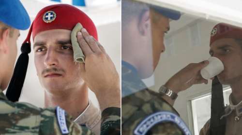 Καύσωνας Κλέων: Το μαρτύριο των Ευζώνων με 40 βαθμούς θερμοκρασία- Στον Αγνωστο Στρατιώτη [εικόνες]