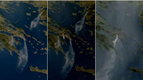 Οι φωτιές σε Λουτράκι, Δερβενοχώρια και Σαρωνίδα από το Διάστημα: Timelapse βίντεο με την εξέλιξή τους