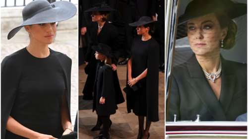 Κέιτ και Μέγκαν μαζί για τη βασίλισσα: Το μαργαριταρένιο τσόκερ της Μίντλετον και το λιτό cape dress της Μαρκλ