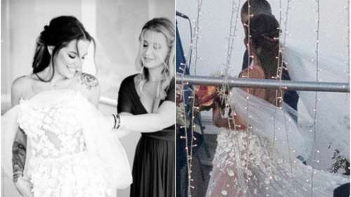 Εριέττα Κούρκουλου: Η νέα φωτογραφία από τον γάμο της στη Μύκονο και το παραμυθένιο δαντελένιο νυφικό της