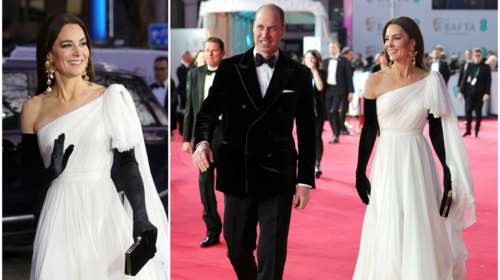 Κέιτ Μίντλετον: Η οσκαρική εμφάνιση με one shoulder λευκό φόρεμα, γάντια όπερας και σκουλαρίκια Zara