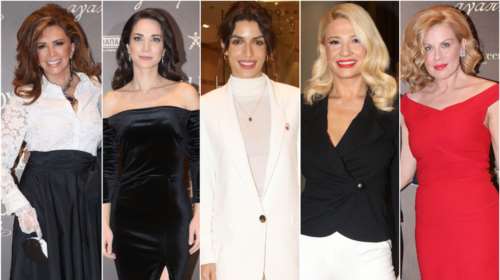 Λαμπερές στο Μέγαρο: Οι εντυπωσιακές black &amp; white εμφανίσεις και το κόκκινο που έσπασε τη μονοτονία